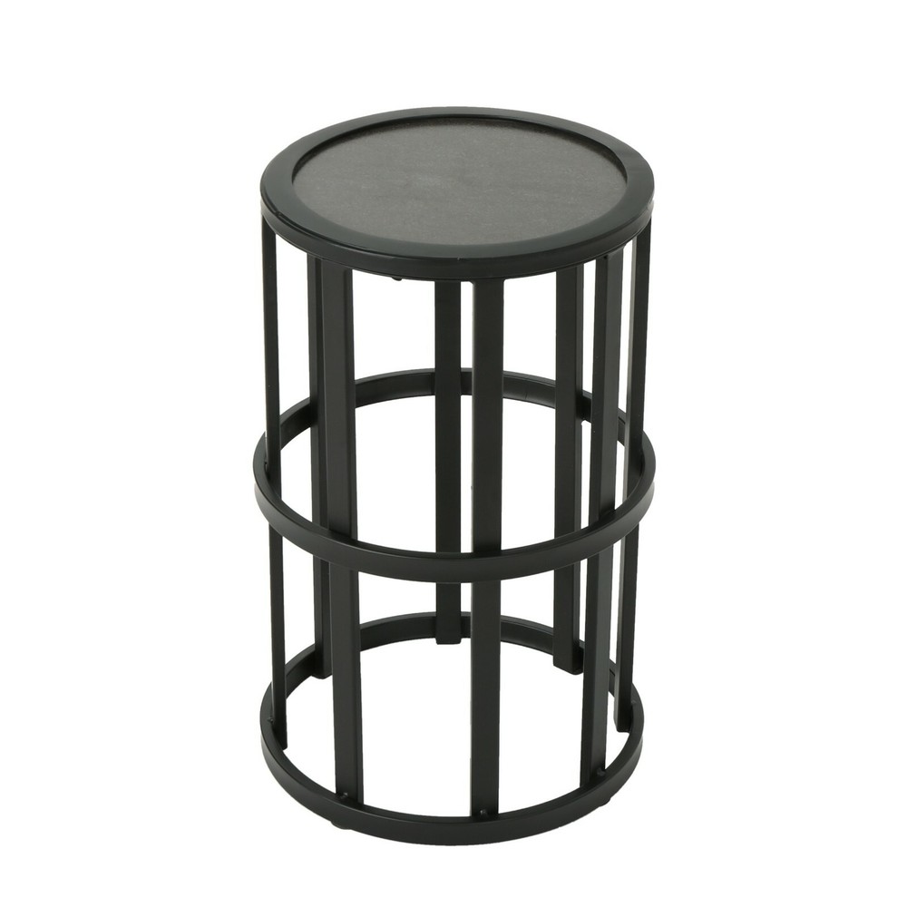 Truda Outdoor 11 Inch Grey Finish Ceramic Tile Side Table