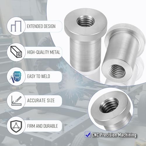 Weld-On Nut,Thread Long Threaded Stepped Bung Female Weld Nut 3/8"-16 4-Pack