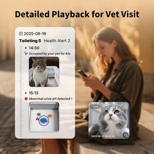 Purobot Crystal Duo Automatic Cat Litter Box with Camera