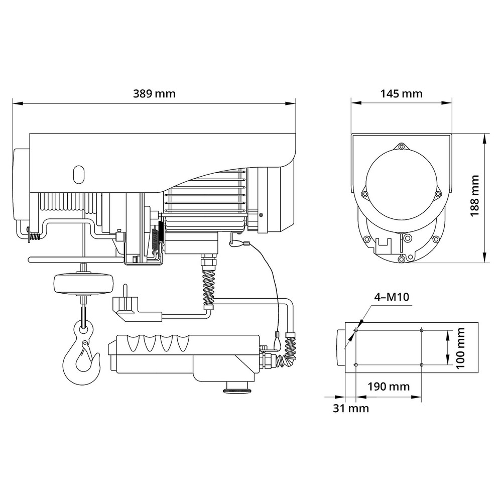 1706 Electric Cable Pull GSZ 200/400 750 W, GStested, Max. Lifting Capacity without/mi...