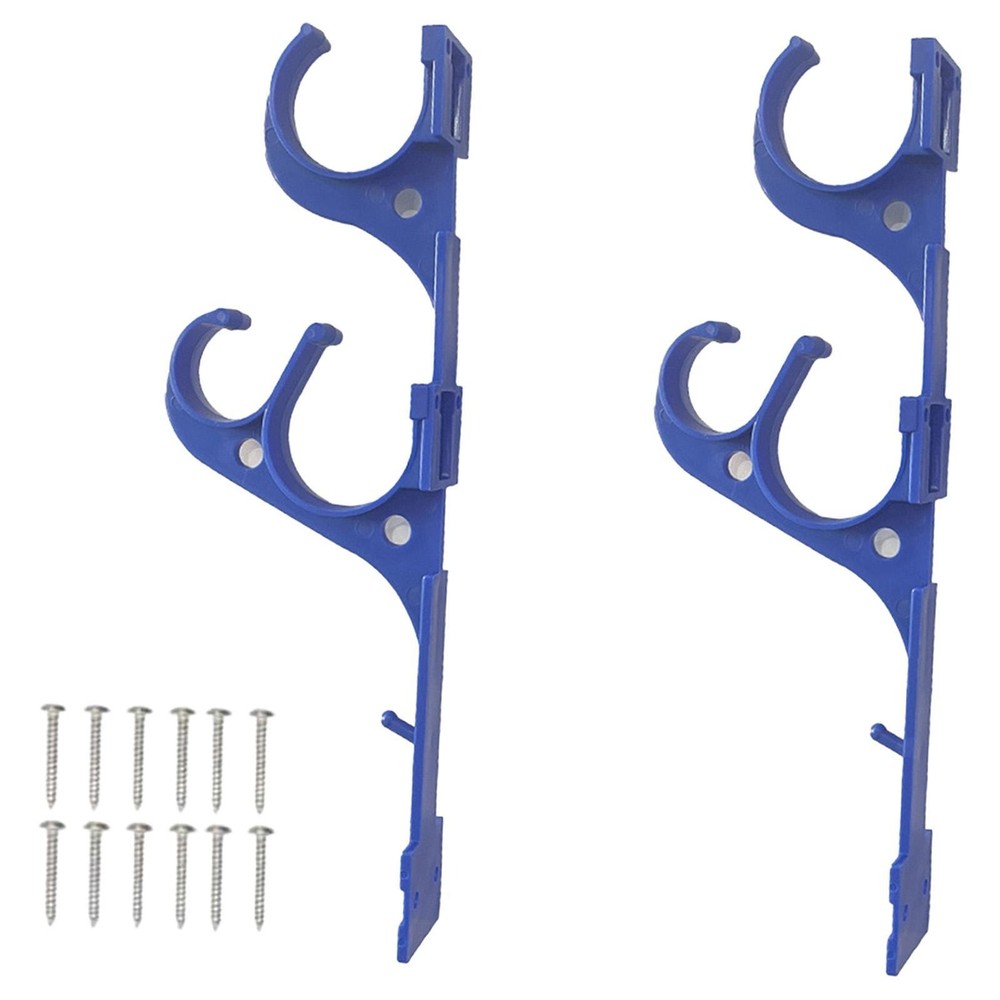 2Pcs Pool Equipment Hooks Brush Hanger Tool Holder Poolside Double Hook Storage