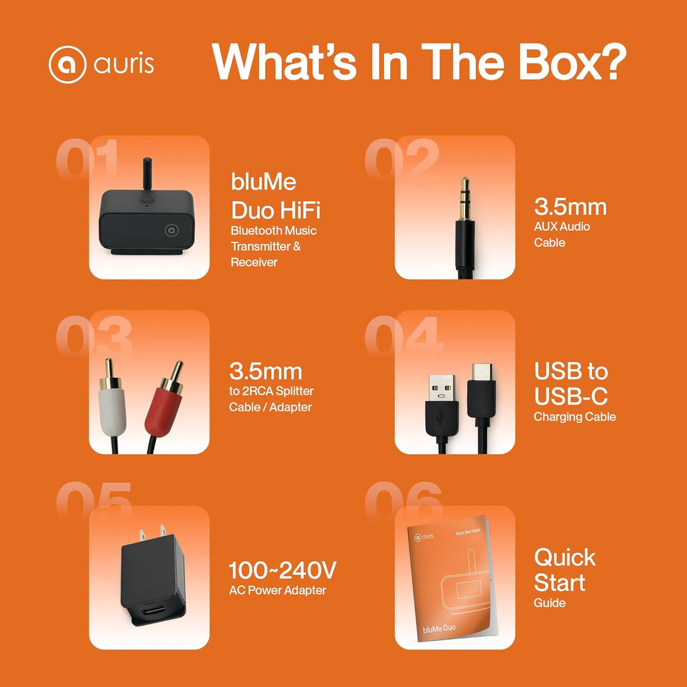 Blume Duo Hifi Bluetooth 5.0 Music TV Transmitter & Receiver Long Range Wireless