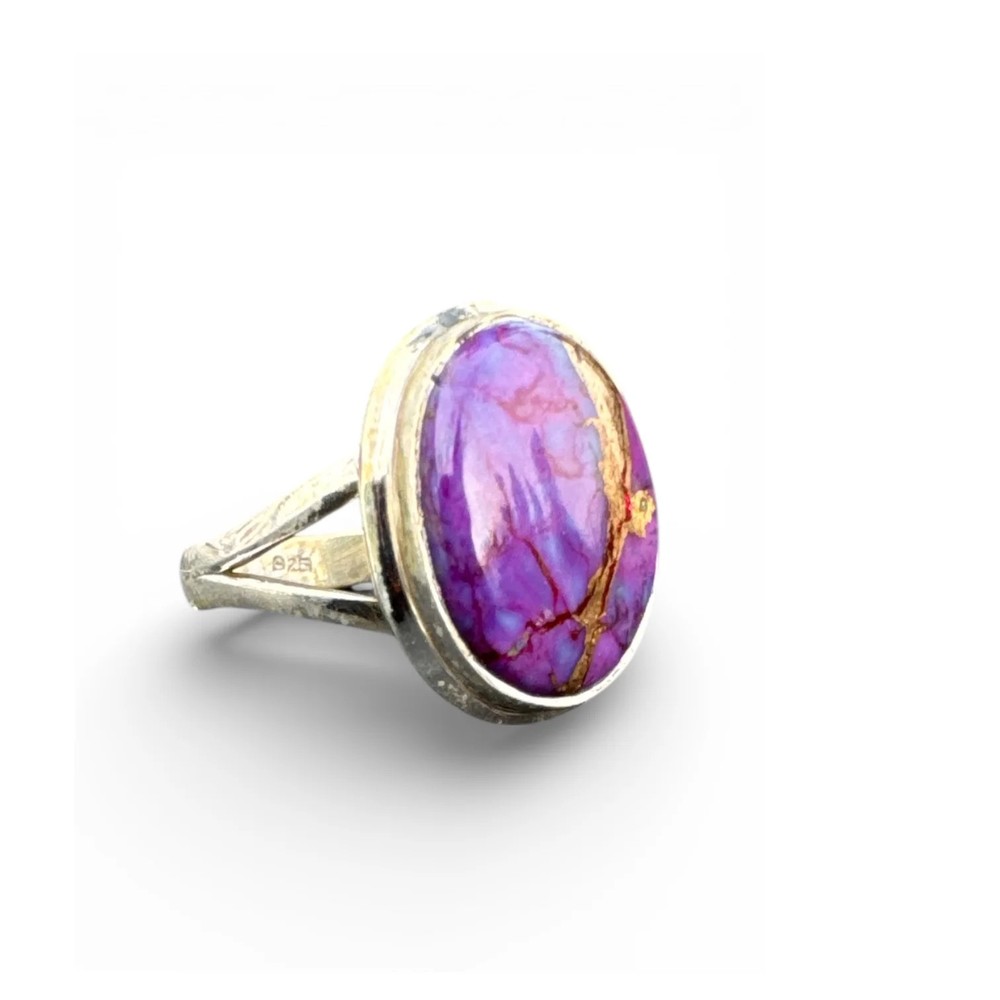 Kingman Purple Mojave Turquoise Solid 925 Sterling Silver Ring 7.5