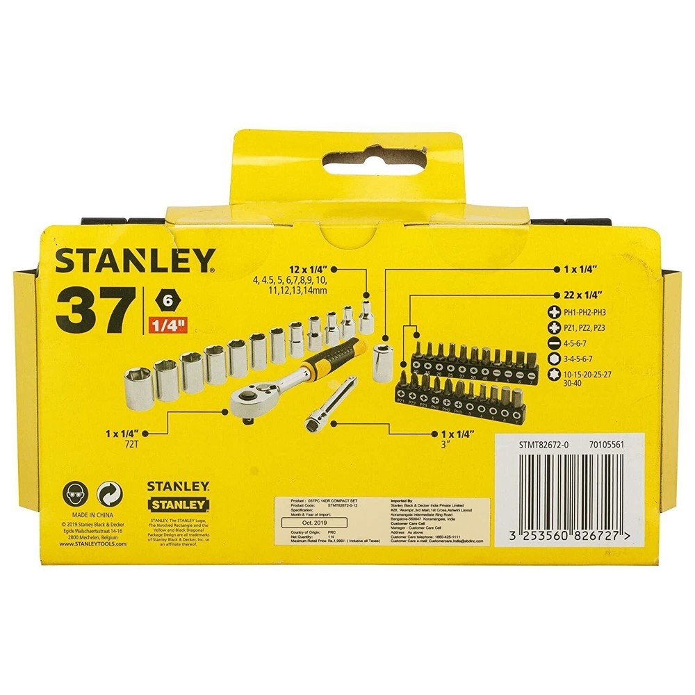 STANLEY STMT82672-0 1/4" Chrome Compact Socket Set OR Vehicle Tool Kits (Silver)