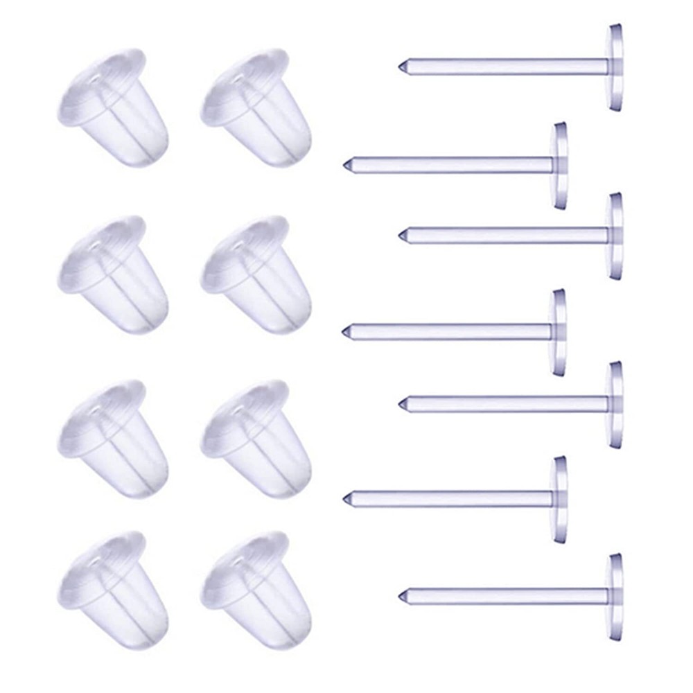 100 Pairs Plastic Earrings Clear Plastic Earrings Invisible Post & Back Earrings