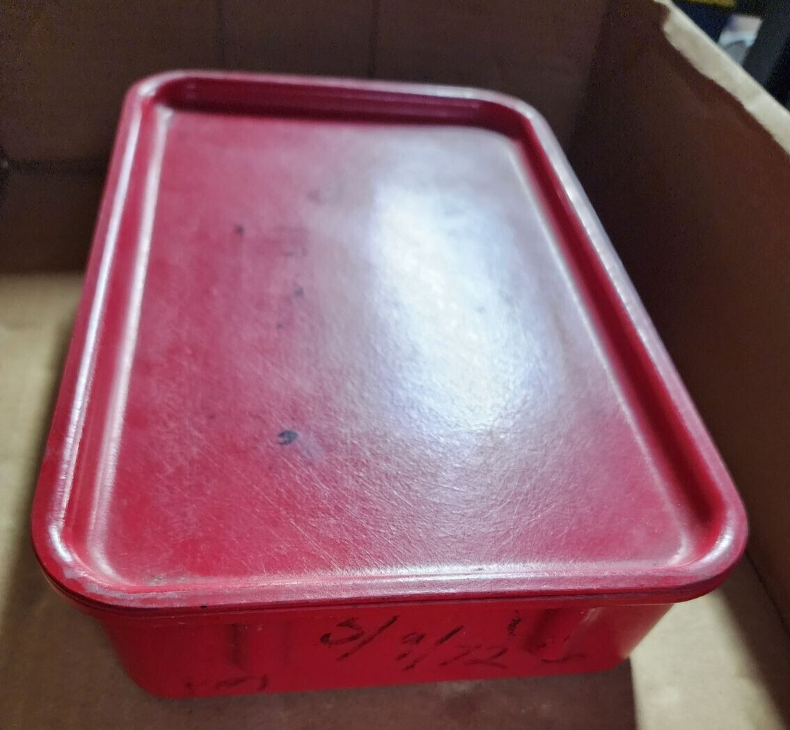 Molded Fiberglass Toteline Tray Storage Container With Lid RED 9in x 5.5in x 2in