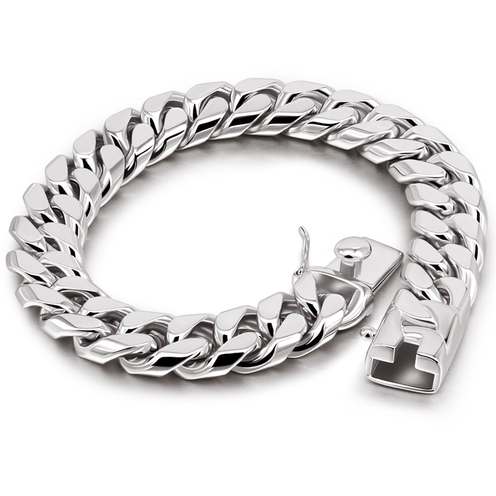 925 Sterling Silver 12mm Cuban Link Chain Bracelet 7"-10" for Men Boys Women