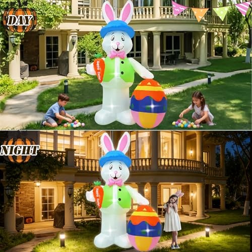 12FT Bunny Holding Egg Easter Inflatable Decoration 12FT rabbit holding eggs