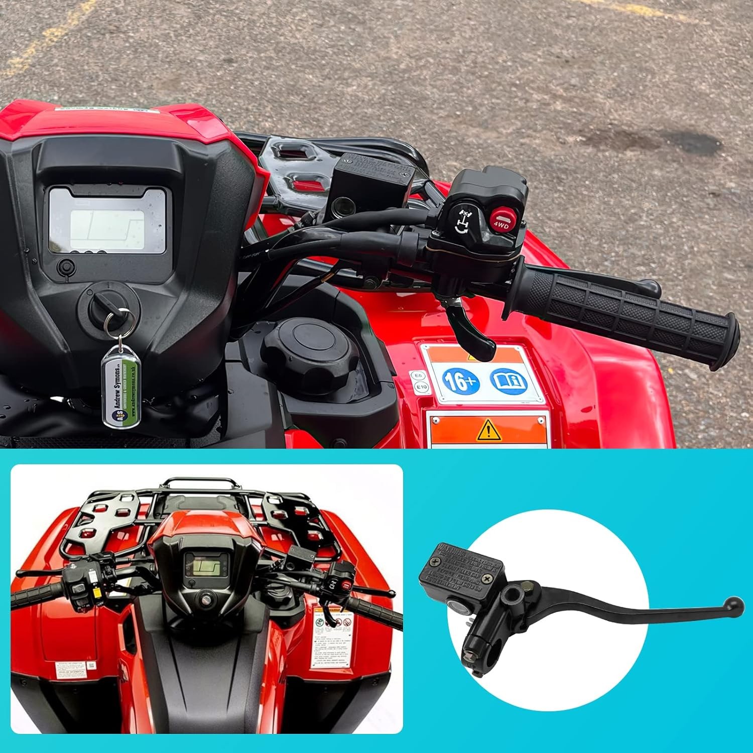 7/8" Right Brake Master Cylinder for Honda Recon 250 TRX250TE/TM 2x4 1997-2002