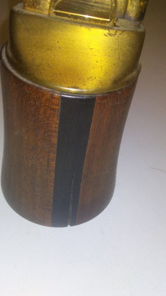 MODERNIST MCM TABLE LIGHTER PAIR WOOD LEATHER TEAK WALNUT