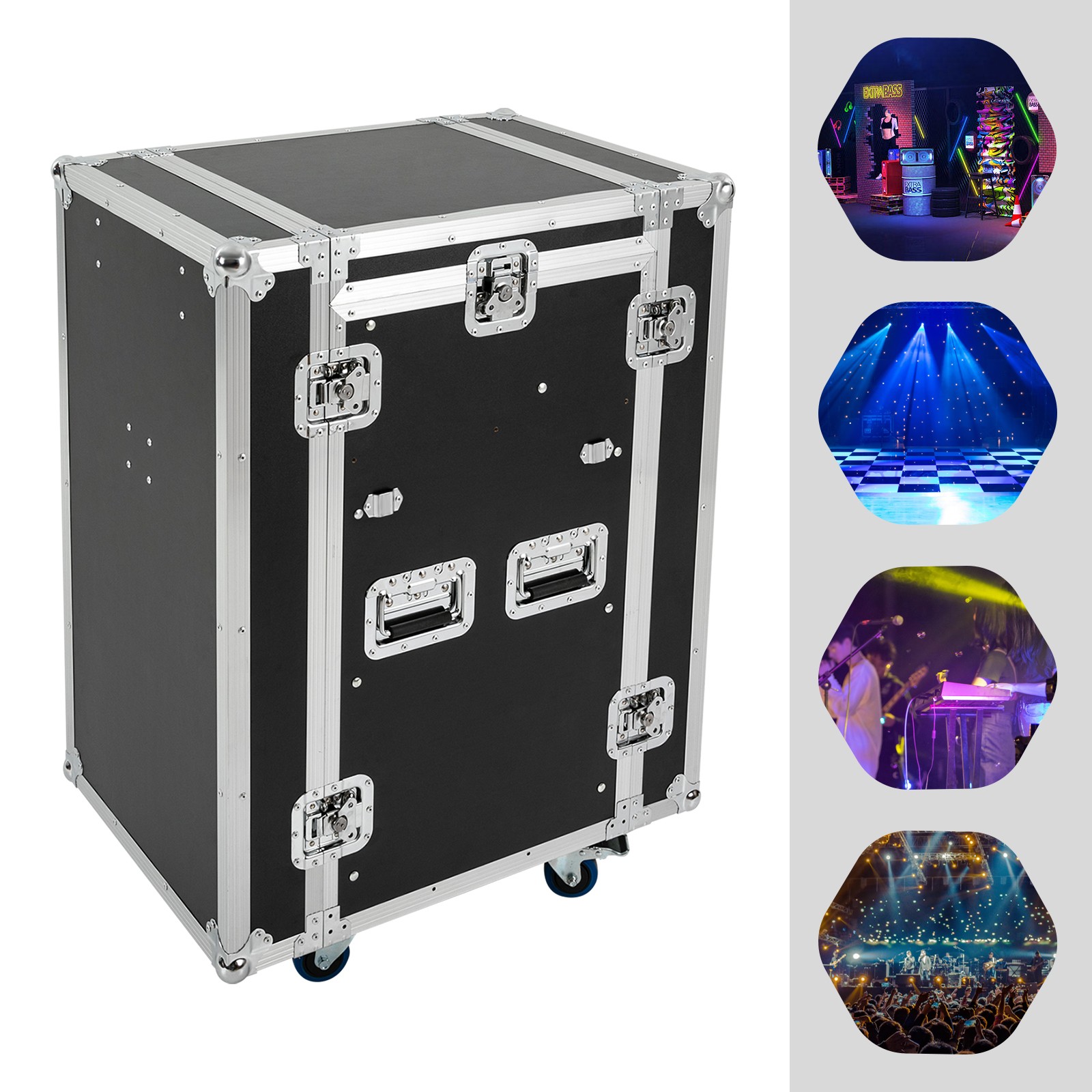 14U PA DJ Rack / Road Case Slant Mixer Top Rack with 2* DJ Table Tops 661.39lbs