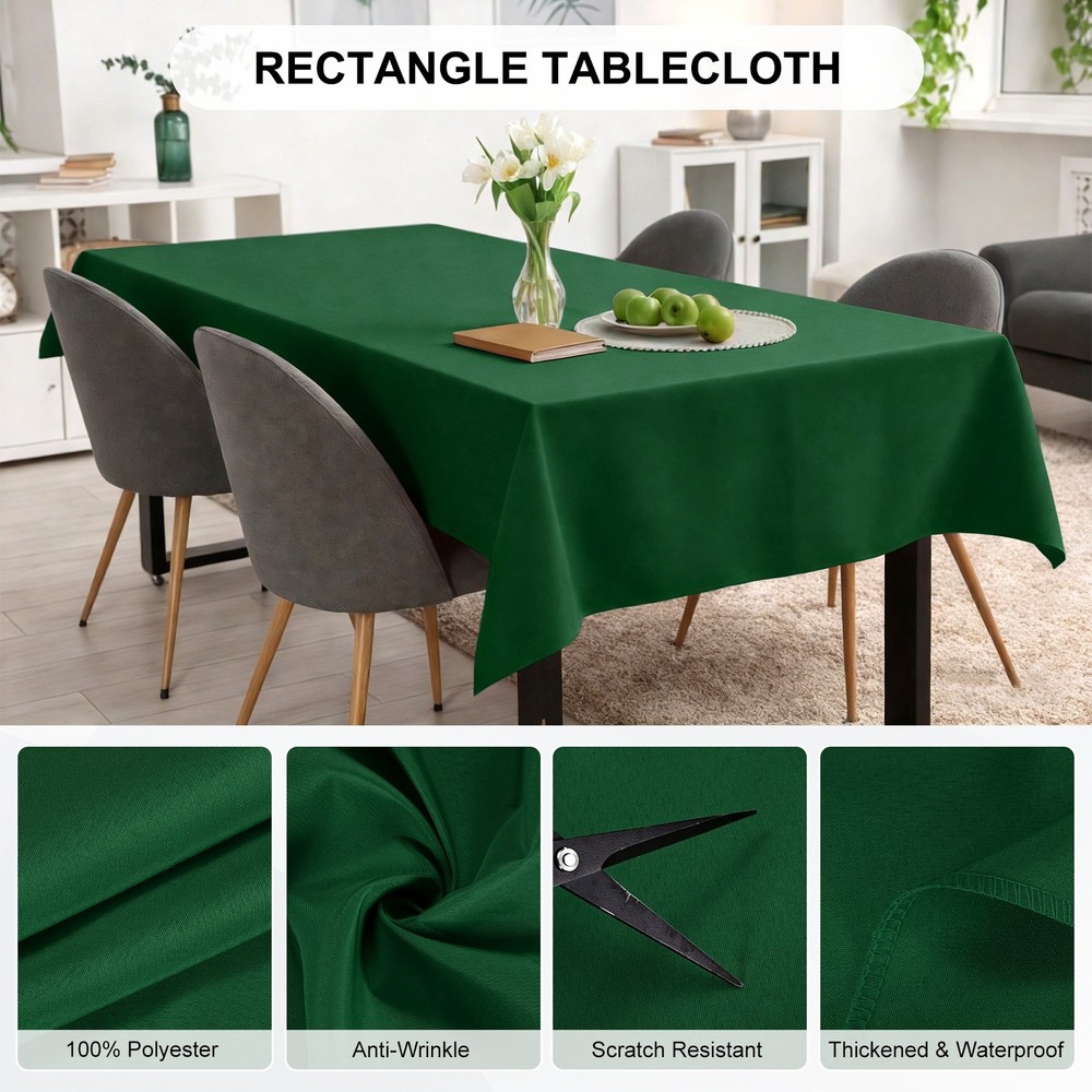 150x300cm Rectangle Tablecloth, Thickened Polyester Table Cloth Dark Green