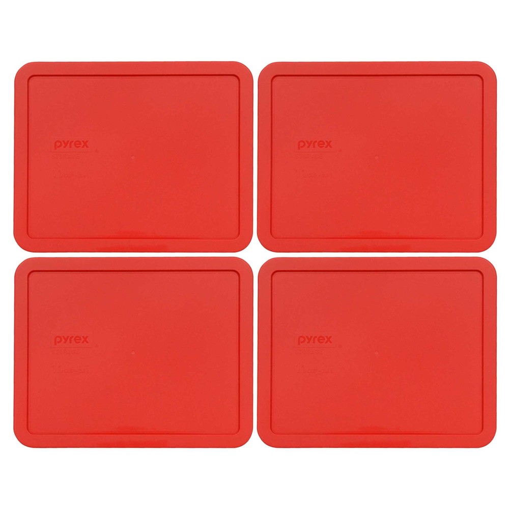 Pyrex 7212-PC Red Rectangle Plastic Food Storage Replacement Lid (4-Pack)