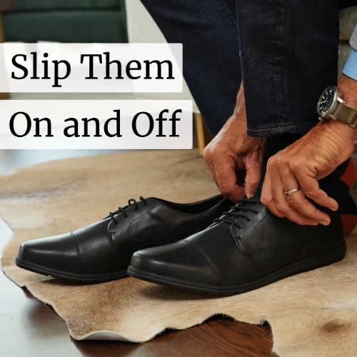 Birchbury Brenston: Barefoot Dress Shoe Men Color: Black - Non-Slip