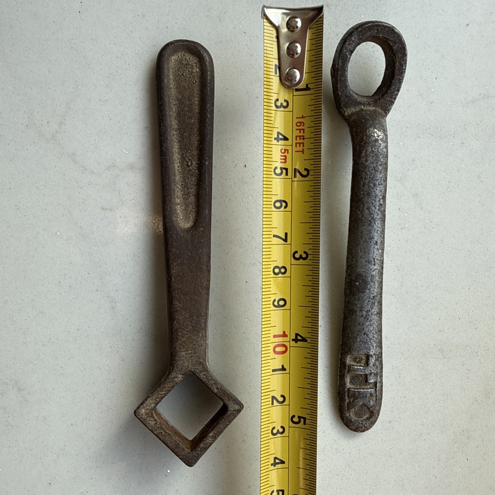 2 Vintage spanner key shank fob handle