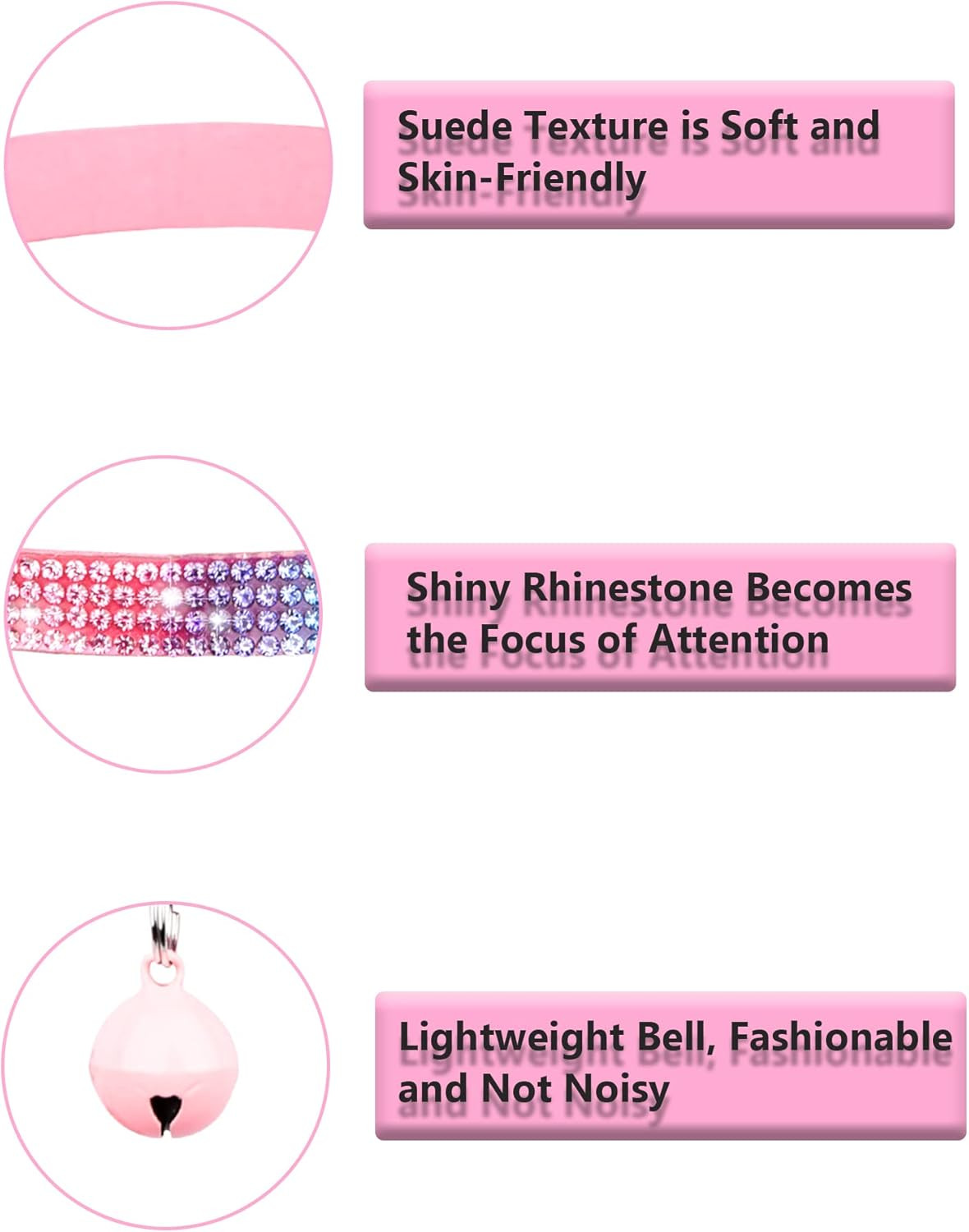 Cat Collars for Girl Cats with Rhinestone Soft Velvet,Breakaway Cat Collars with