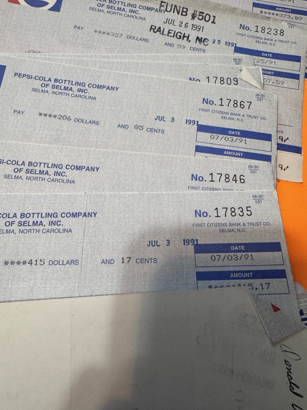 Lot Of 10 x Vintage Pepsi Cancelled Check Soda Ephemera America Scrapbook Craft