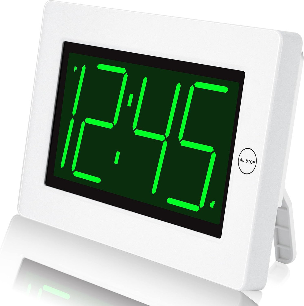 LED Digital Clock, Alarm Clock, Wall Clock, 3" LED Digit Display, Adjustable Bri