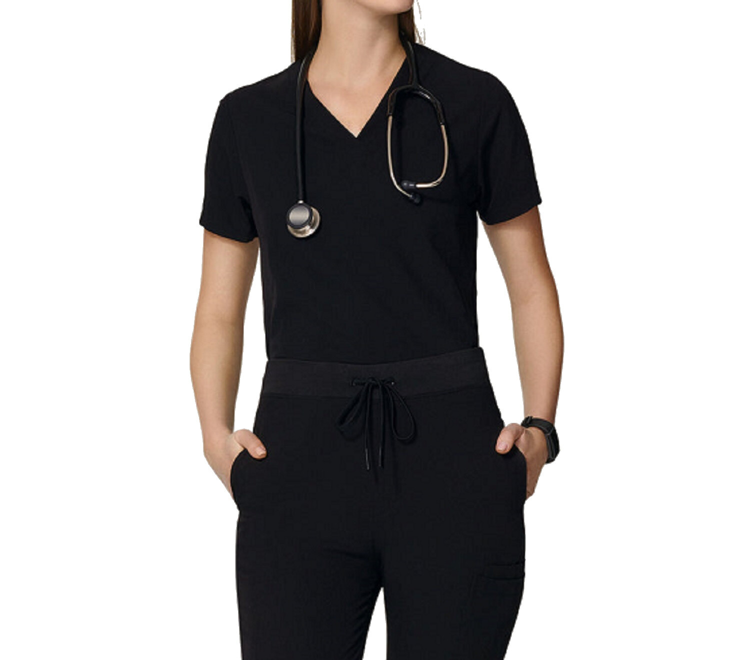 Women Scrub Top V Neck 2 Front Pockets Mandala TOP ONLY