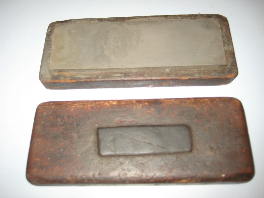 Antique Honing Sharpening Stone Knife Sharpener Kitchen Tool Wood Box Case
