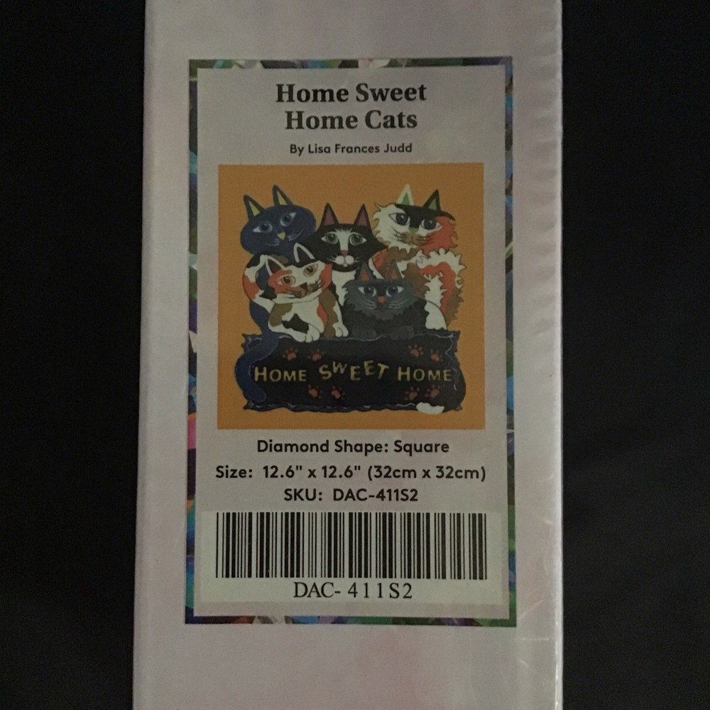 Diamond Art Club Art Kit “Home Sweet Home Cats” 12.6”x 12.6” sealed