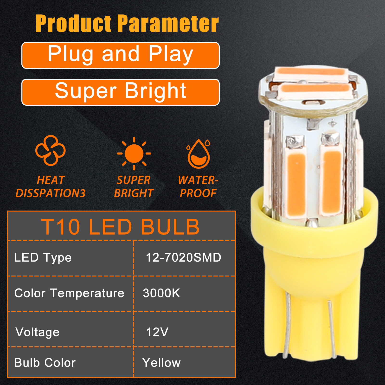 4x Amber LED Turn Signal Light + Side Marker Bulb For Chevy Silverado 1500 Tahoe