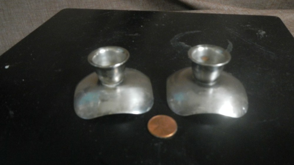 Silverplate TAPER CANDLE HOLDERS Marked Denmark Set of 2 identical