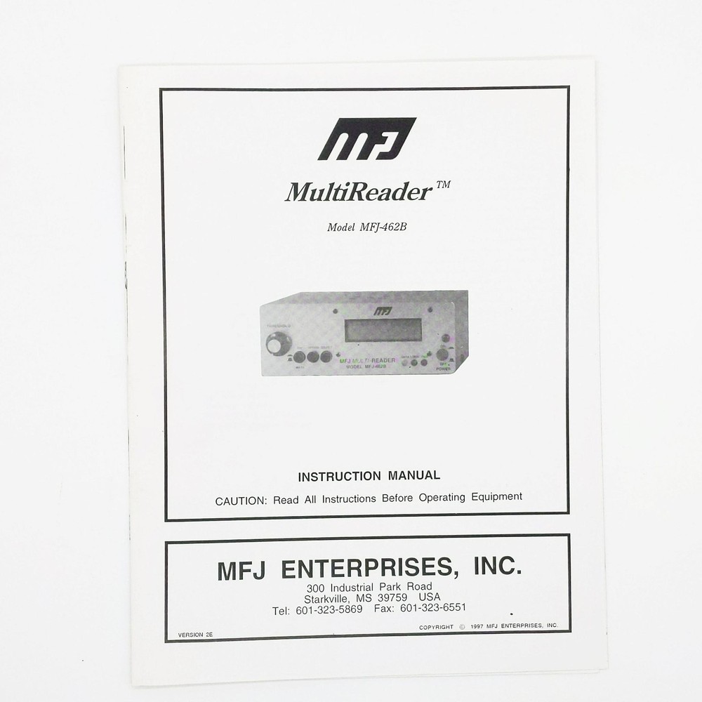 MFJ-462B MultiReader Ver. 2E Original Manual