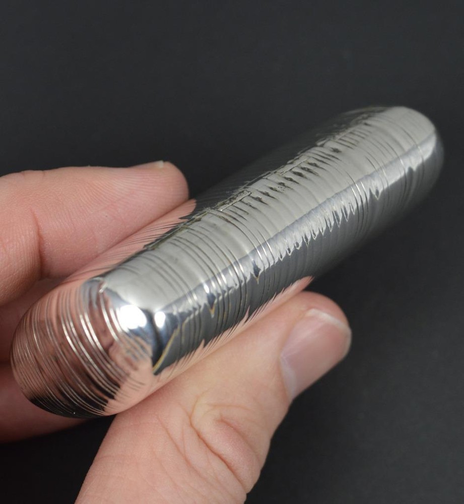 Early Victorian Silver Ribbed Curved Snuff Box