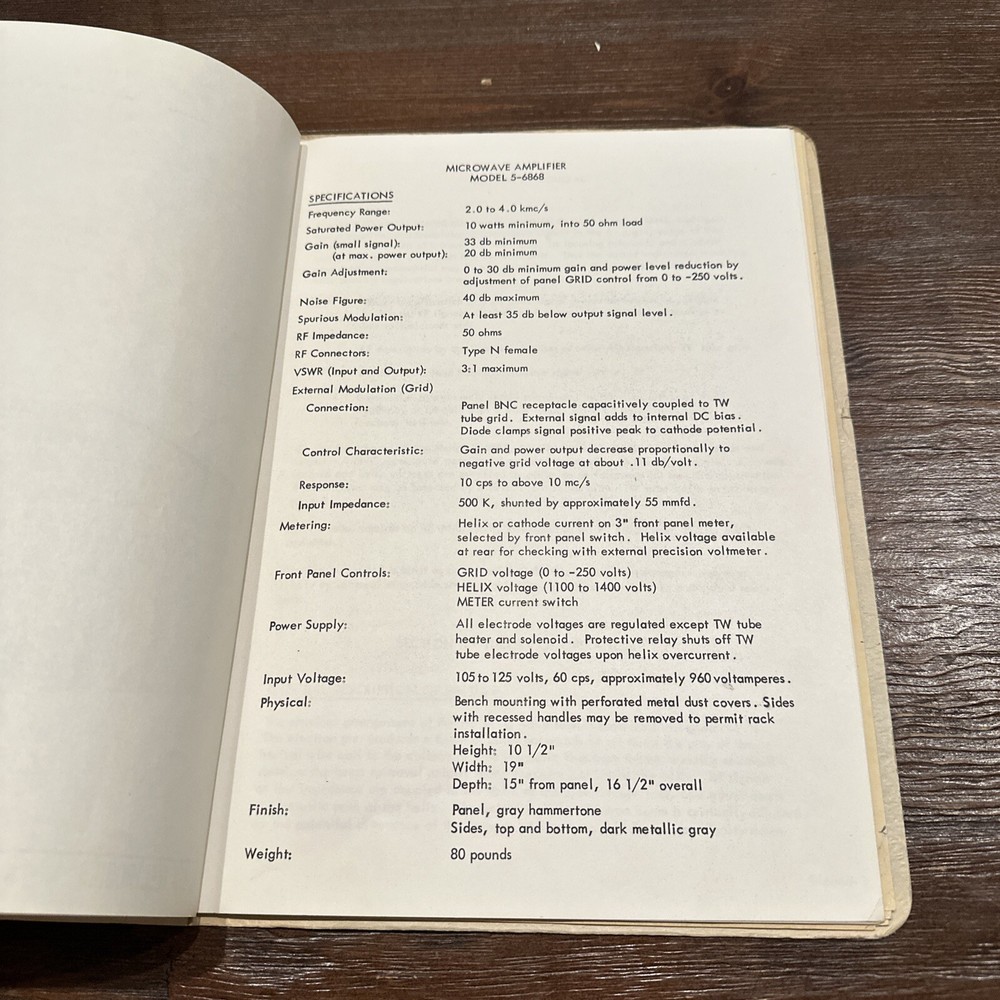 Alfred Electronics Model 5-6868 Microwave Amplifier Serial No. 61