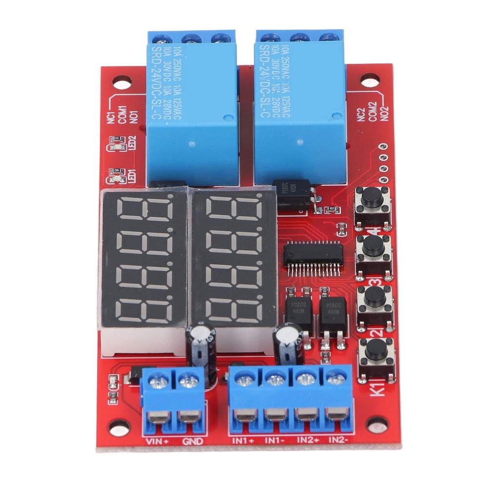 24V 2 Channel Relay Module LED Display Delay Self Locking Cycle Timer Module