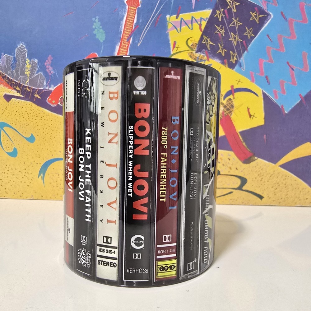 Classic Rock coffee Mug Inspired by cassette tape stack