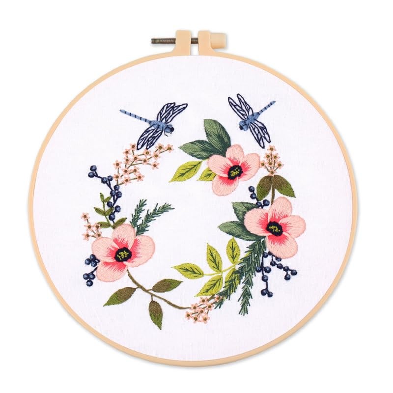 Stamped Embroidery Starters Kits with Pattern for Beginners Dragonfly Onesize
