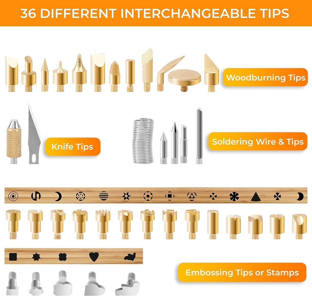 Creative Wood Burning Kit: 43PCS Tool Set with Guide Book & Interchangeable Tips