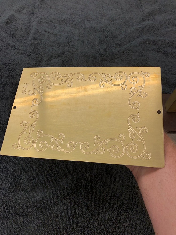 LARGE FLOURISH SCROLL WORK SOLID BRASS ENGRAVING PLATE FOR NEW HERMES FONT TRAY