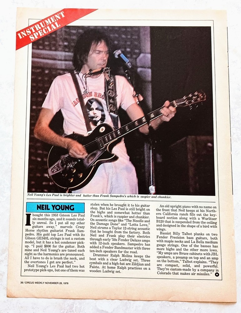 NEIL YOUNG~ORIG 1978 POSTER~VTG FULL PAGE PRINT MAGAZINE ARTICLE PINUP CLIPPING