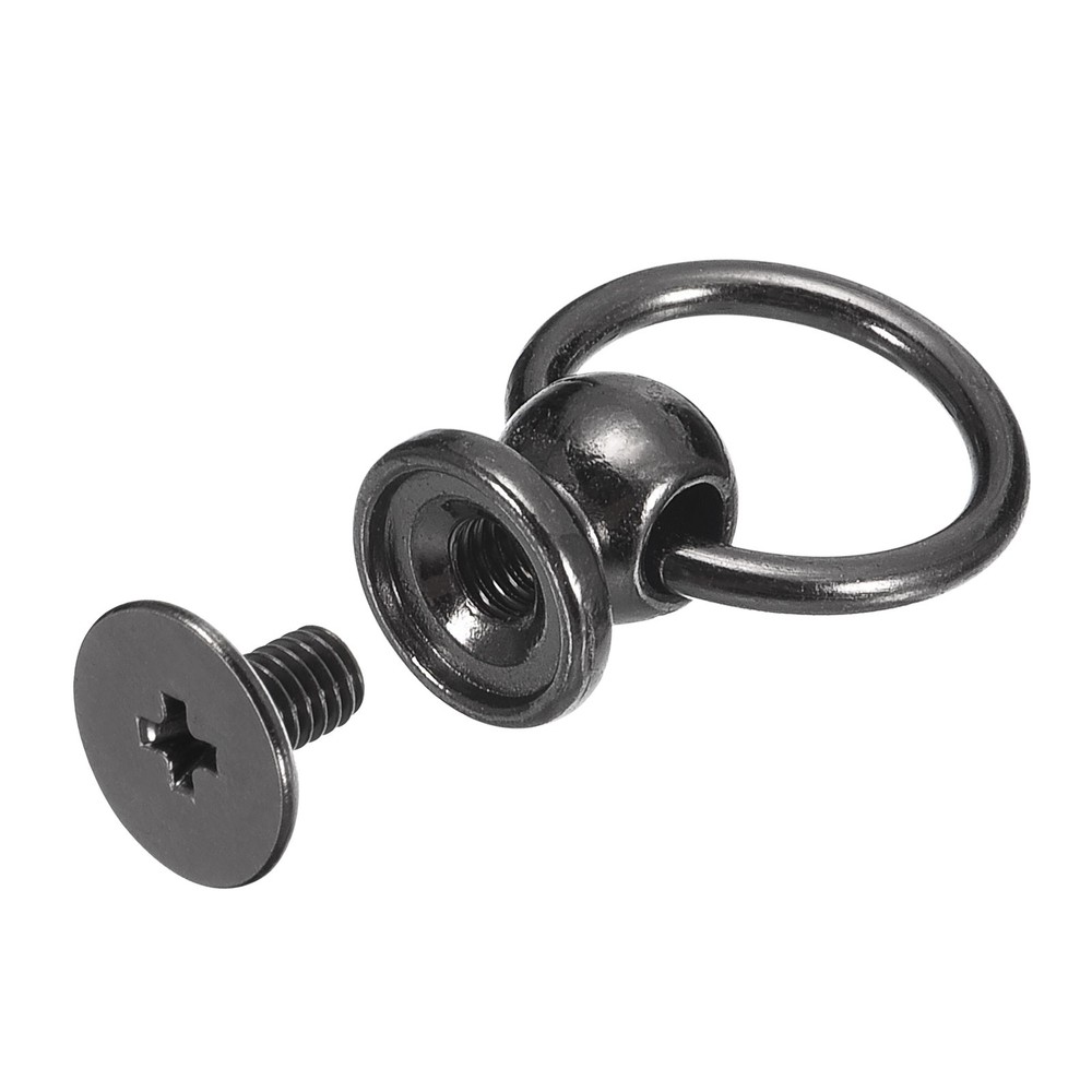 6x8mm Ball Head Stud Rivets Screw Back with O Ring, 12Pack, Metallic Black