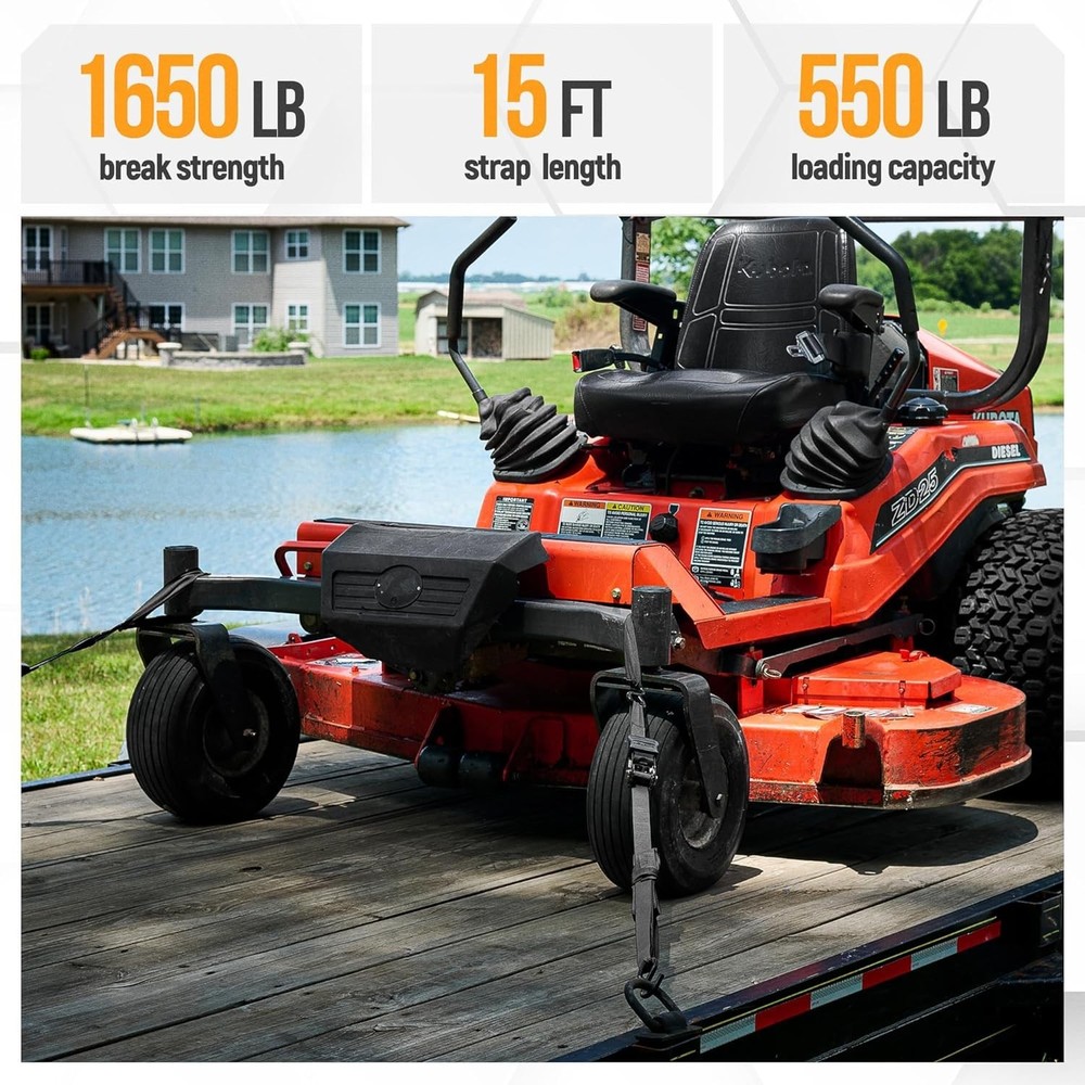 Versatile 4-Pack Ratchet Straps 1650lb Break Strength - Secure Cargo Transport