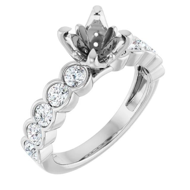 Ring Setting Round 8mm 925 Sterling Silver Semi Mount Ring Setting
