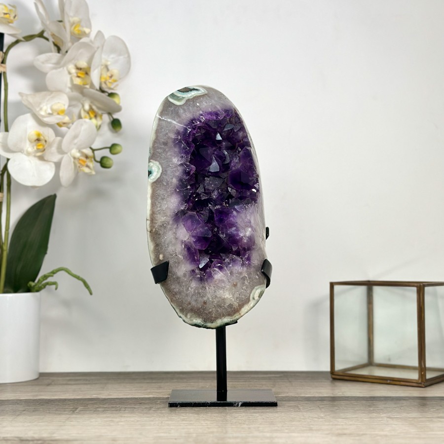 Natural Large Amethyst Geode with Quartz & Green Jasper Shell. MWS2828