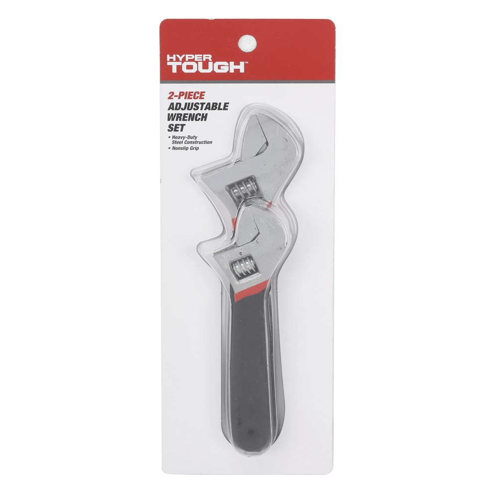 Hyper Tough 2-Piece Adjustable Wrench Set with Comfort Handles