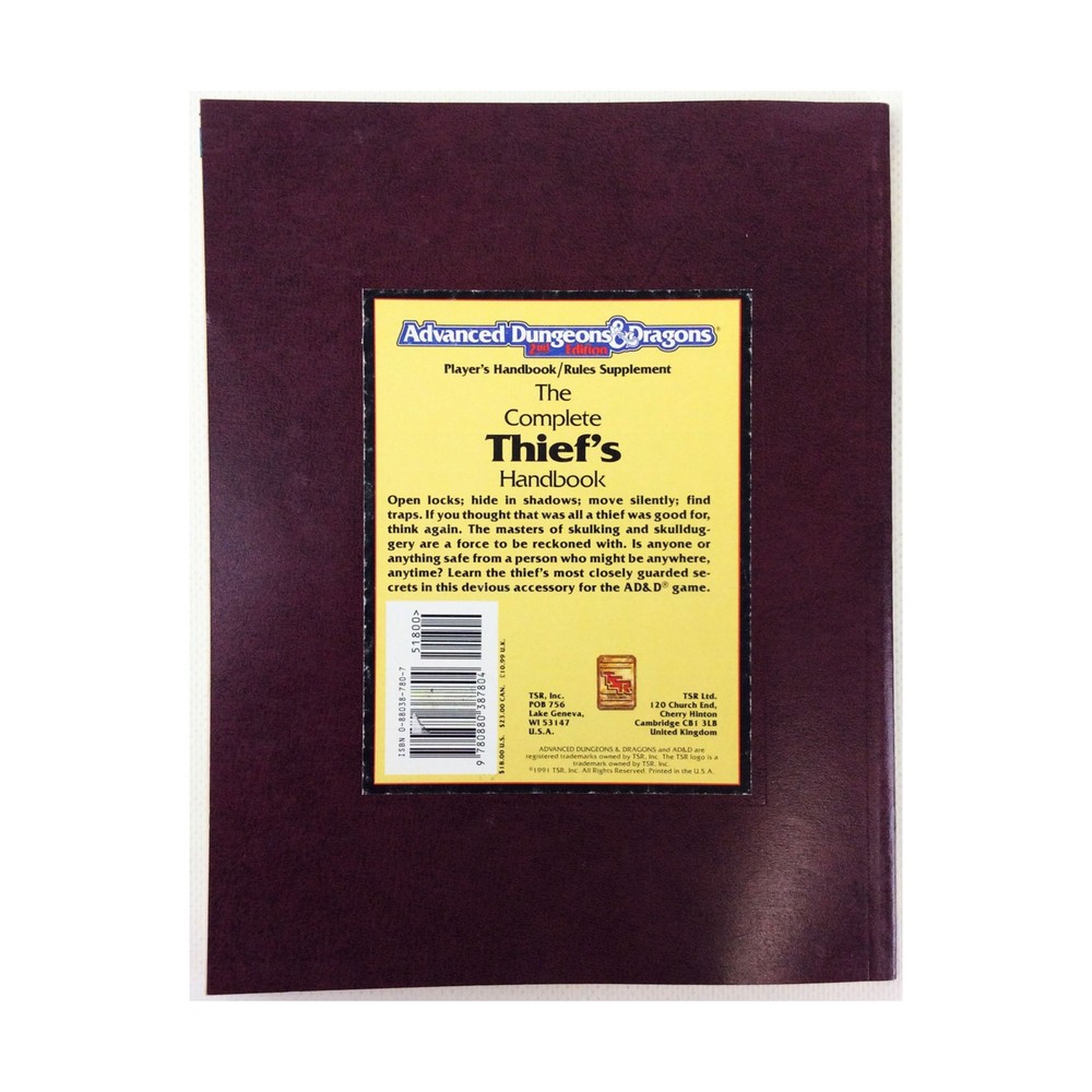 TSR AD&D 2nd Ed Complete Thief's Handbook (6th) VG