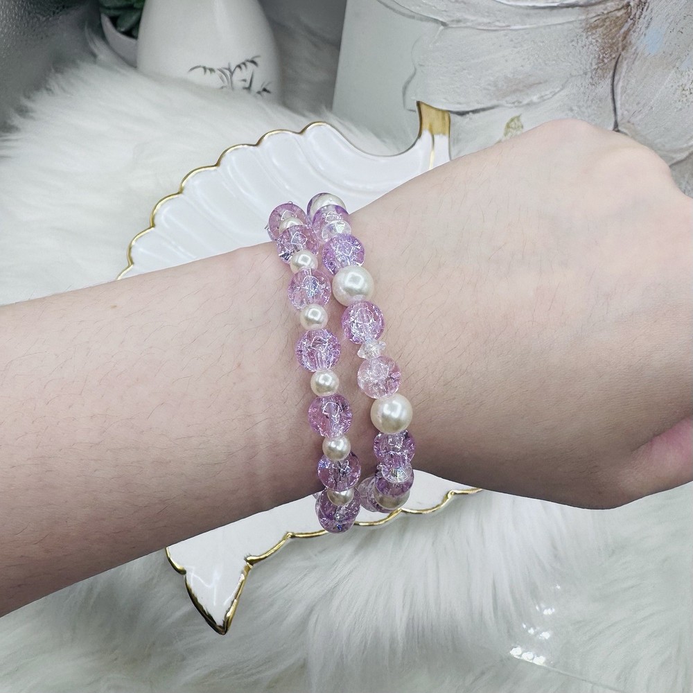 Lilac Gradient Glass Beaded Bracelet Style