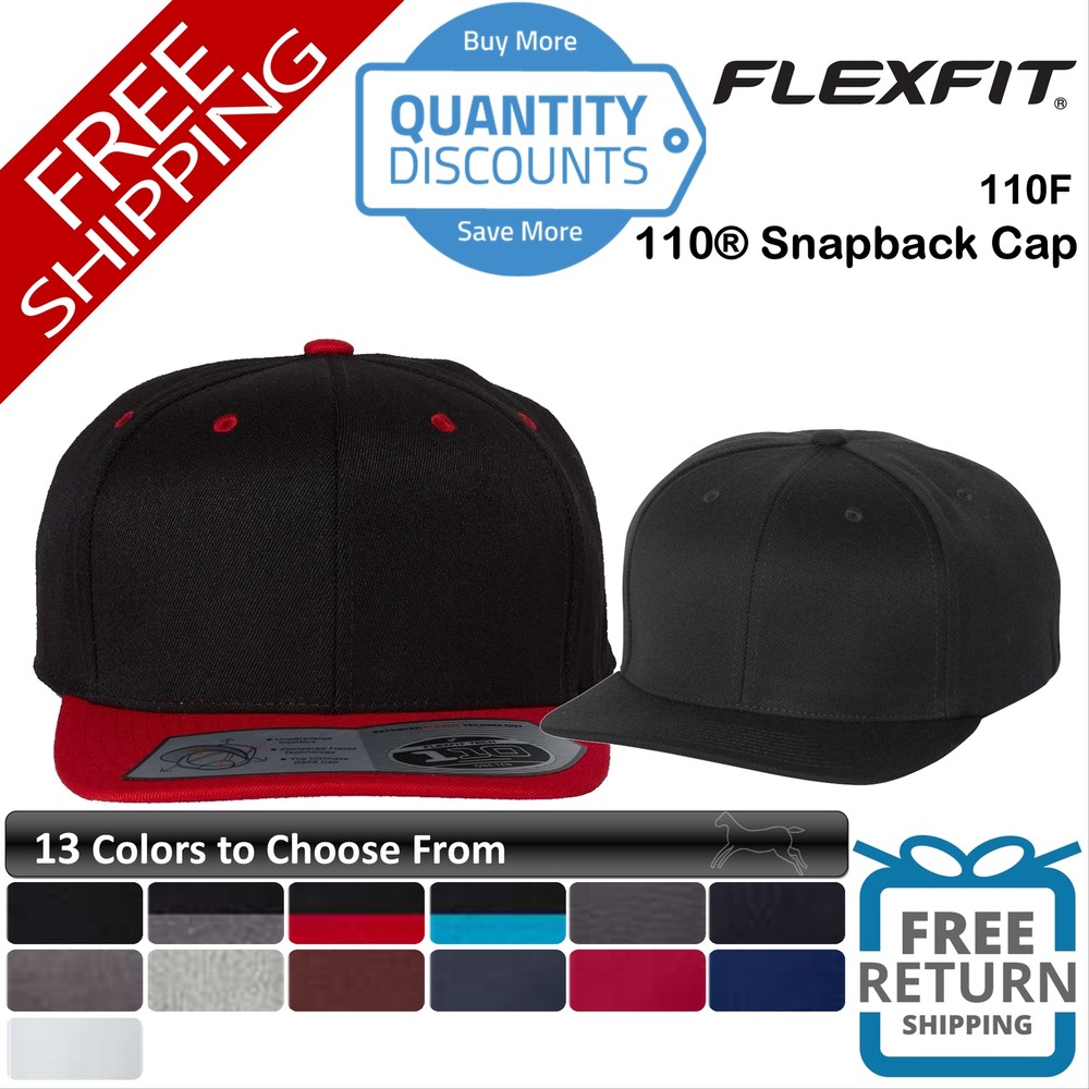 🔥 Flexfit Men 110 Structured, Six-panel, High-profile Snapback Cap Hat 110f