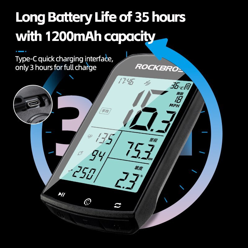 ROCKBROS Bicycle Computer M1 GPS ANT Bluetooth Wireless Rainproof Cadence Sensor