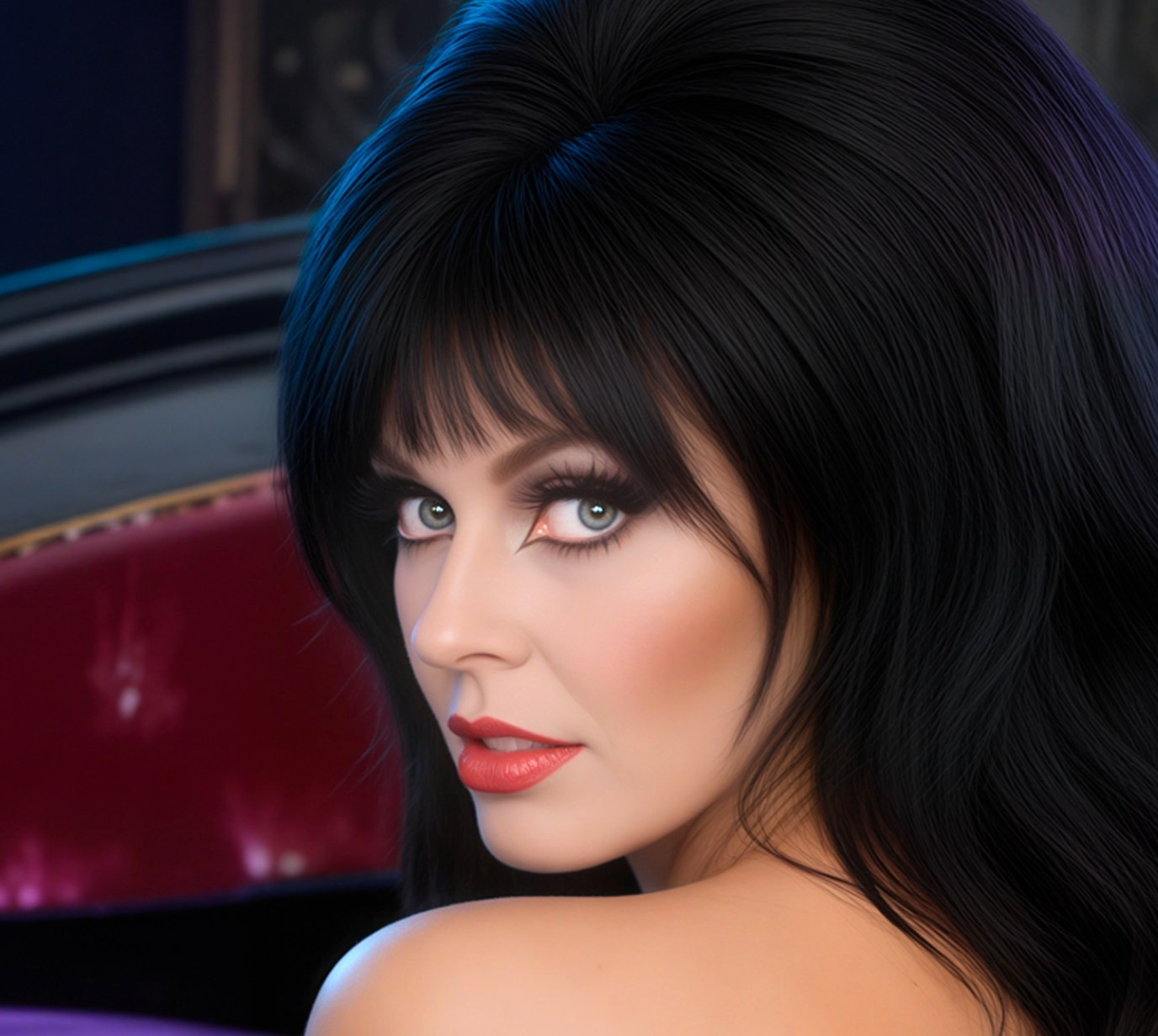 Sexy Elvira Mistress of the Dark Laying in Bed Metal Sign Wall Art 14" x 11"