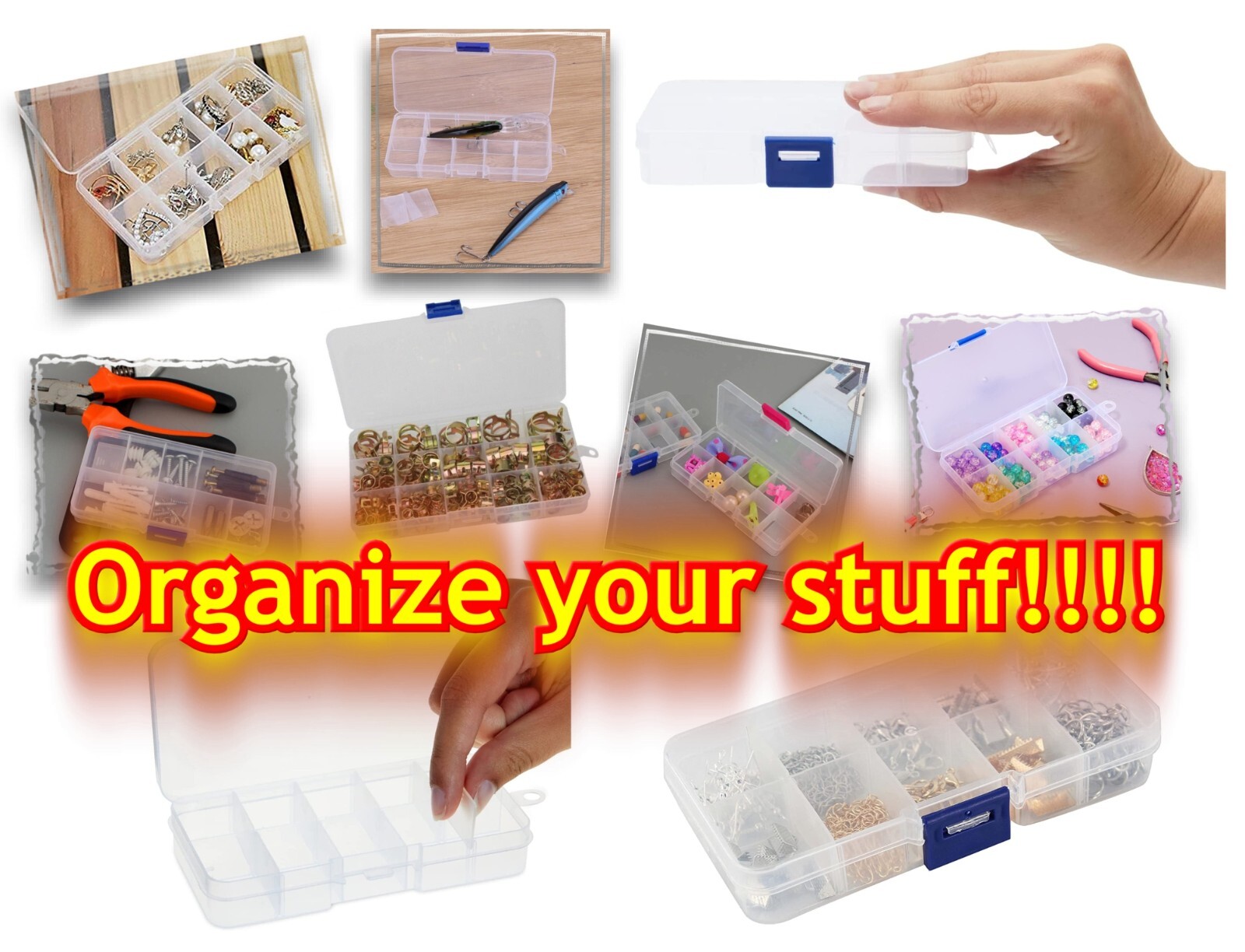 6-Piece Clear Jewelry Box Bead Storage Craft Container Set