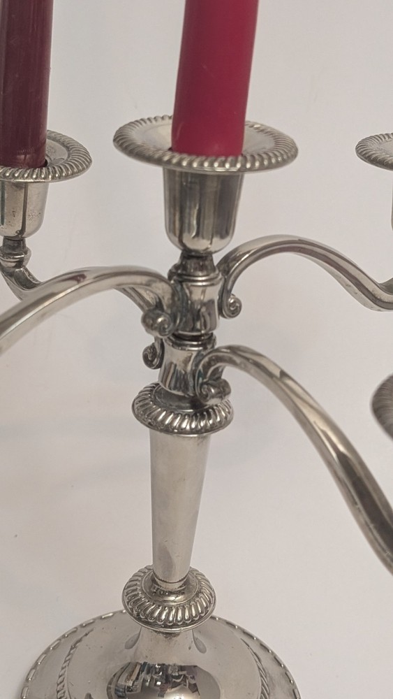 Vintage Silver Plate Adjustable Five Arm Candelabra