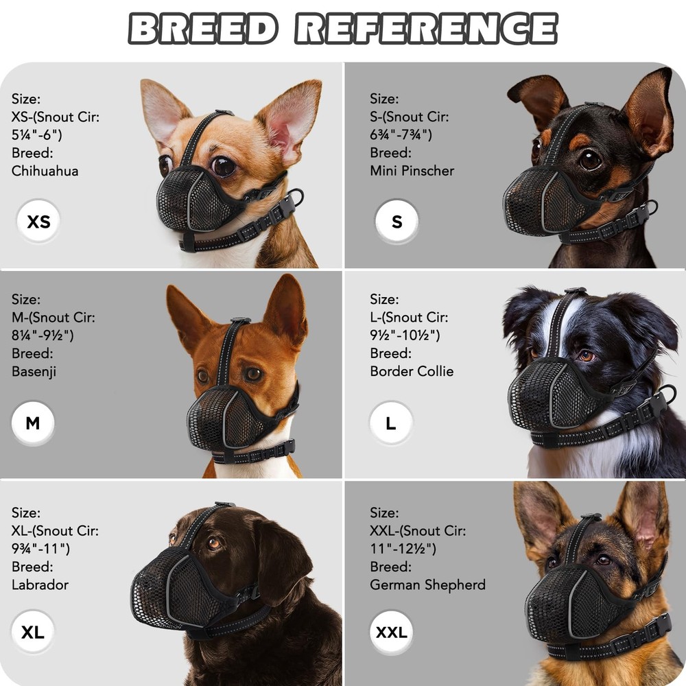 Dog Muzzle,Mesh Soft Muzzle for Small Medium Large Sized Dogs, L, Black