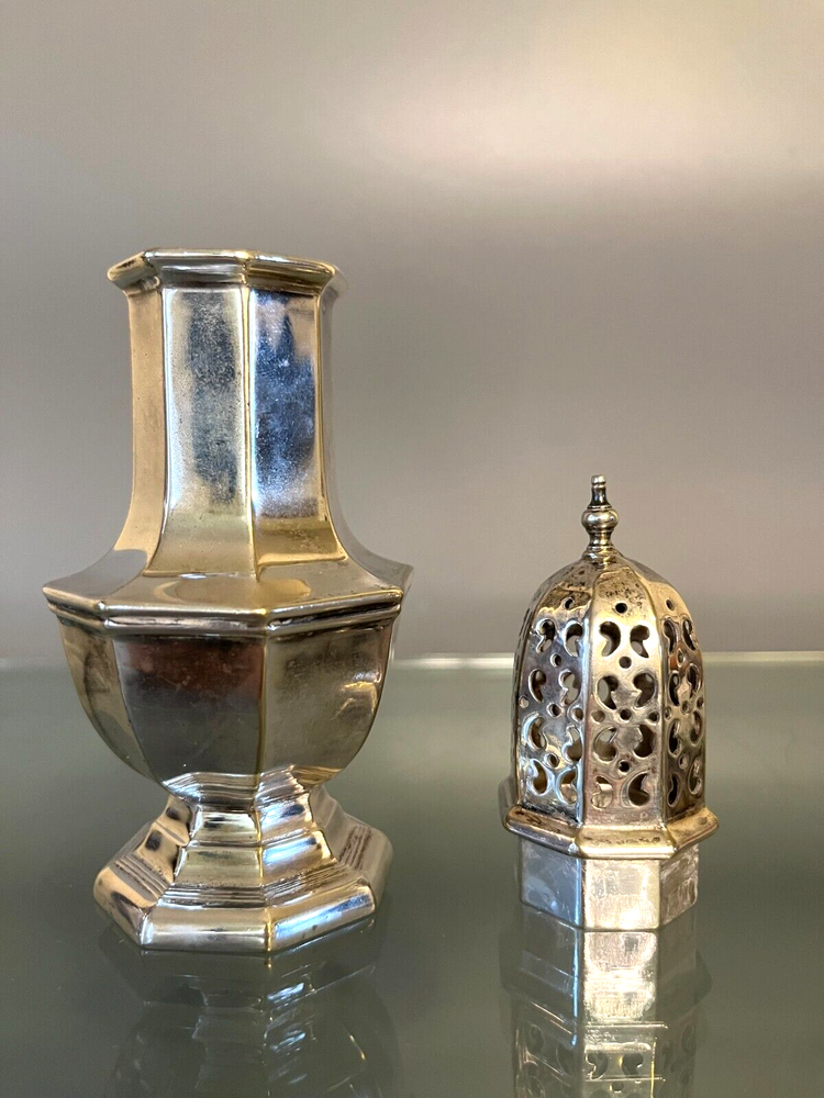 English Octagonal Silverplate Sugar Caster